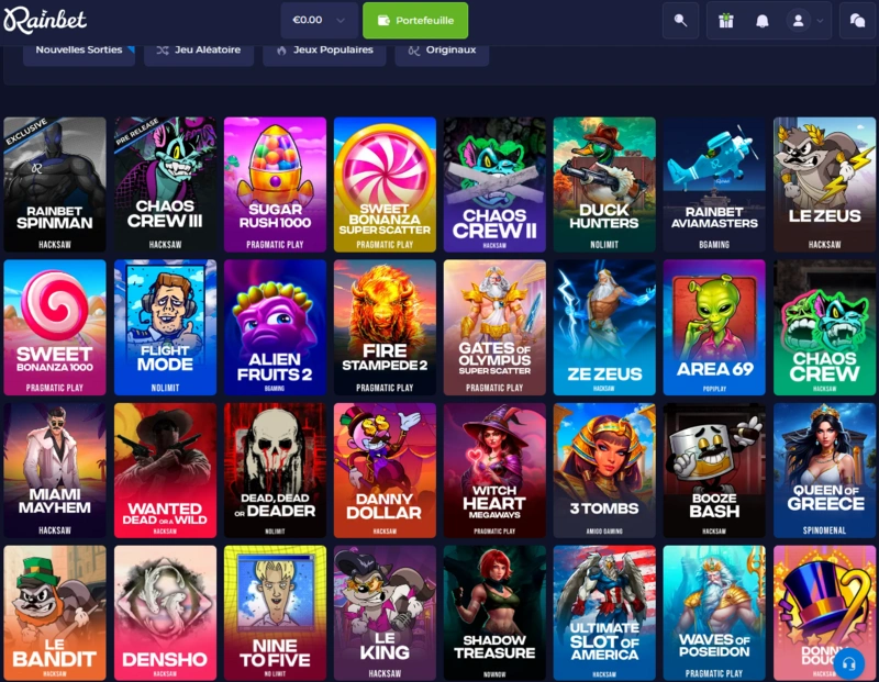rainbet games page